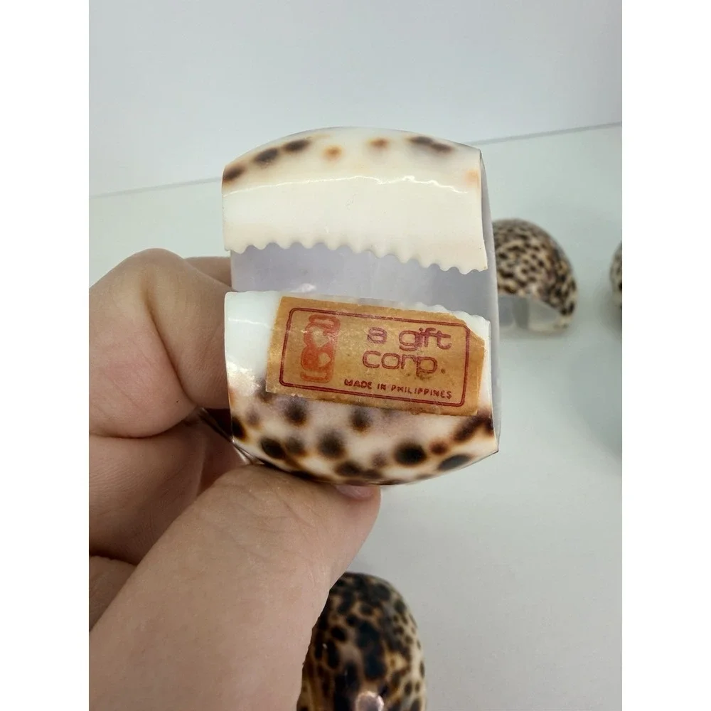 9 Tiger Cowrie Shell Napkin Rings Nautical‎ Beach Vintage House Coastal Decor